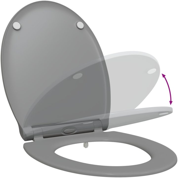 Snabbfäste Toalettstol med Mjukt Lock Duroplast Grå vidaXL 45.5 x 37.5 x 3.8 cm – bild 10