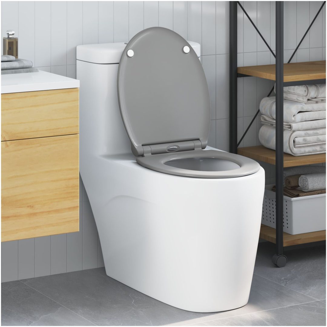 Snabbfäste Toalettstol med Mjukt Lock Duroplast Grå vidaXL 45.5 x 37.5 x 3.8 cm