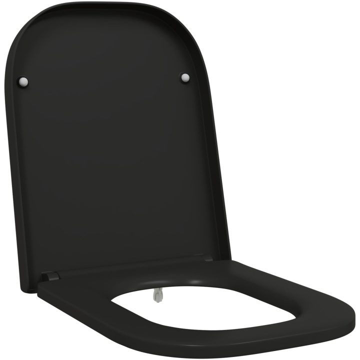 Snabbfrisättning Toalettlock med Mjukt Stäng Duroplast Svart vidaXL 35 x 44.8 x 3.6 cm – bild 2