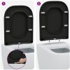Snabbfrisättning Toalettlock med Mjukt Stäng Duroplast Svart vidaXL 35 x 44.8 x 3.6 cm – miniatyr 11