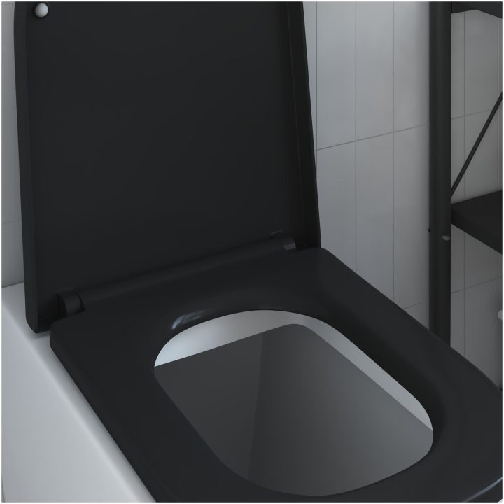 Snabbfrisättning Toalettlock med Mjukt Stäng Duroplast Svart vidaXL 35 x 44.8 x 3.6 cm – bild 4