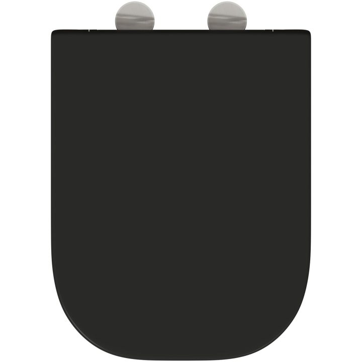 Snabbfrisättning Toalettlock med Mjukt Stäng Duroplast Svart vidaXL 35 x 44.8 x 3.6 cm – bild 7