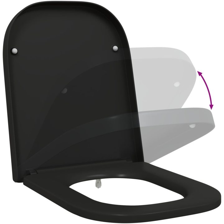 Snabbfrisättning Toalettlock med Mjukt Stäng Duroplast Svart vidaXL 35 x 44.8 x 3.6 cm – bild 10
