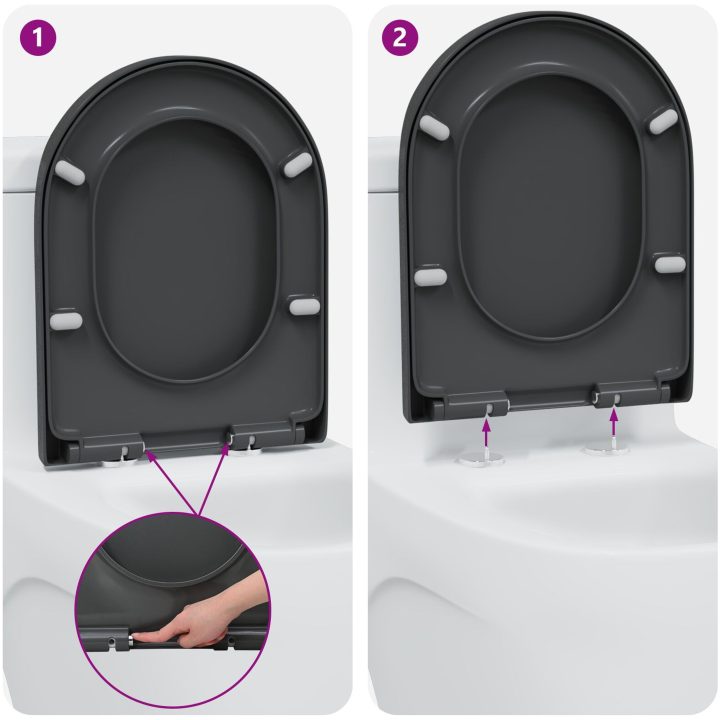 Snabbkoppling Toalettlock med Mjukstängning Duroplast Antracit vidaXL Standard – bild 11