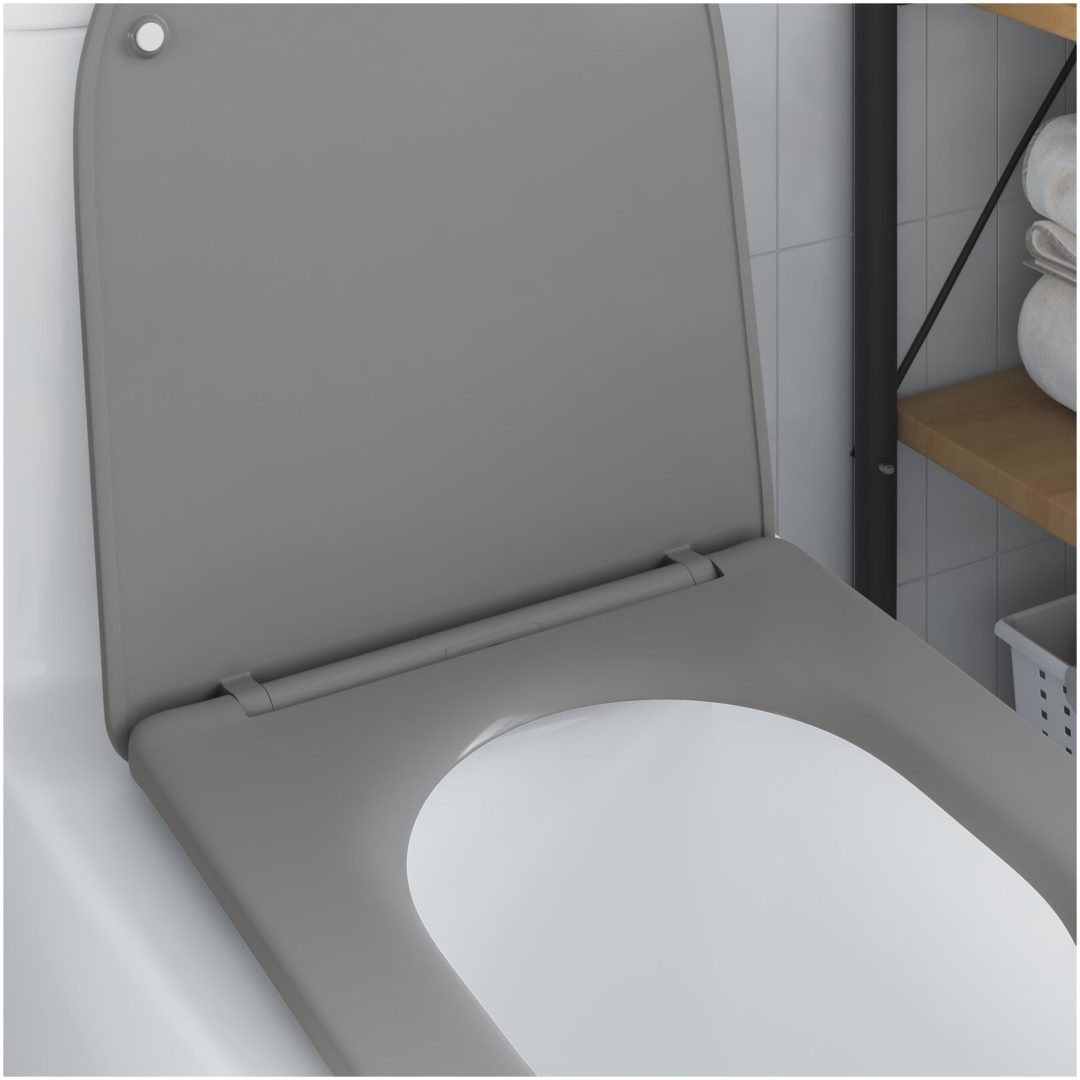 Snabbkoppling Toalettsits med Soft Close i Duroplast, Grå vidaXL 44 x 36 x 3.4 cm – bild 4