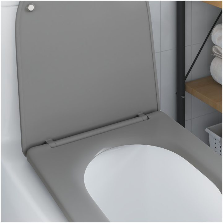 Snabbkoppling Toalettsits med Soft Close i Duroplast, Grå vidaXL 44 x 36 x 3.4 cm – bild 4