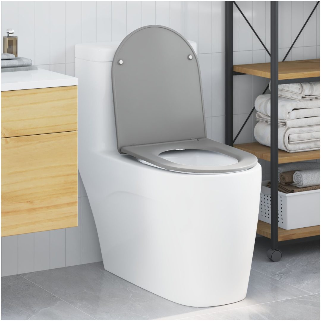 Snabbkoppling Toalettsits med Soft Close i Duroplast, Grå vidaXL 44 x 36 x 3.4 cm