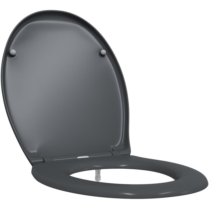 Snabbkoppling Toalettstol med Mjuk Stängning Duroplast Antracit vidaXL 37 x 45 x 4 cm – bild 2