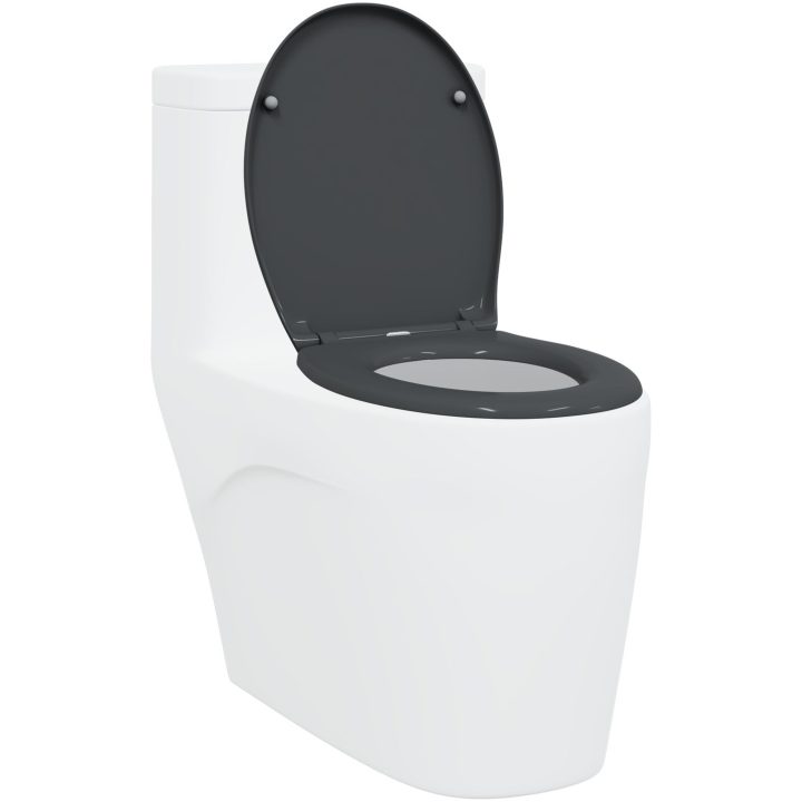 Snabbkoppling Toalettstol med Mjuk Stängning Duroplast Antracit vidaXL 37 x 45 x 4 cm – bild 3
