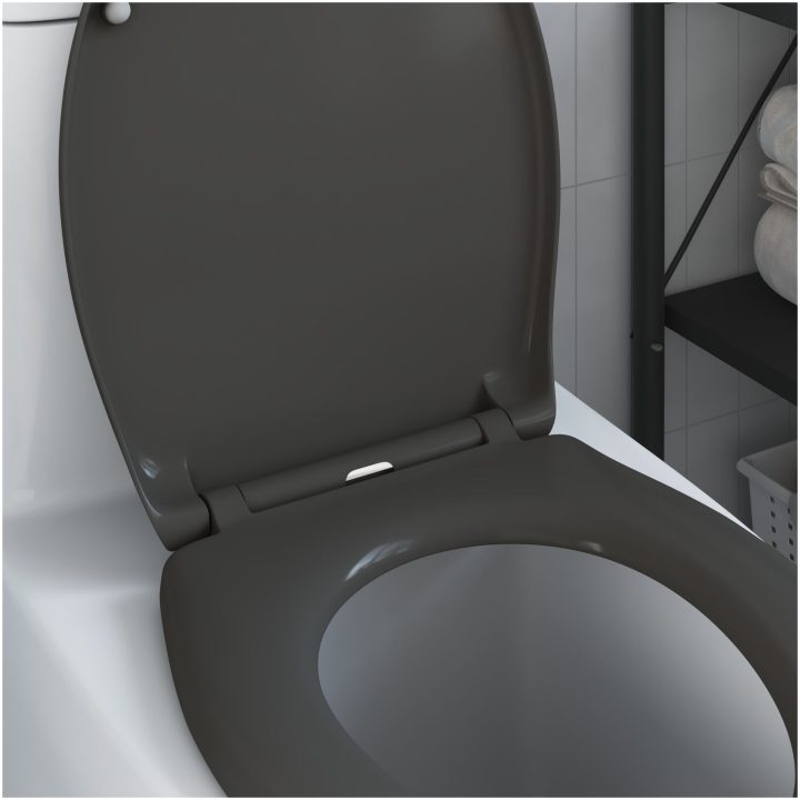 Snabbkoppling Toalettstol med Mjuk Stängning Duroplast Antracit vidaXL 37 x 45 x 4 cm – bild 4