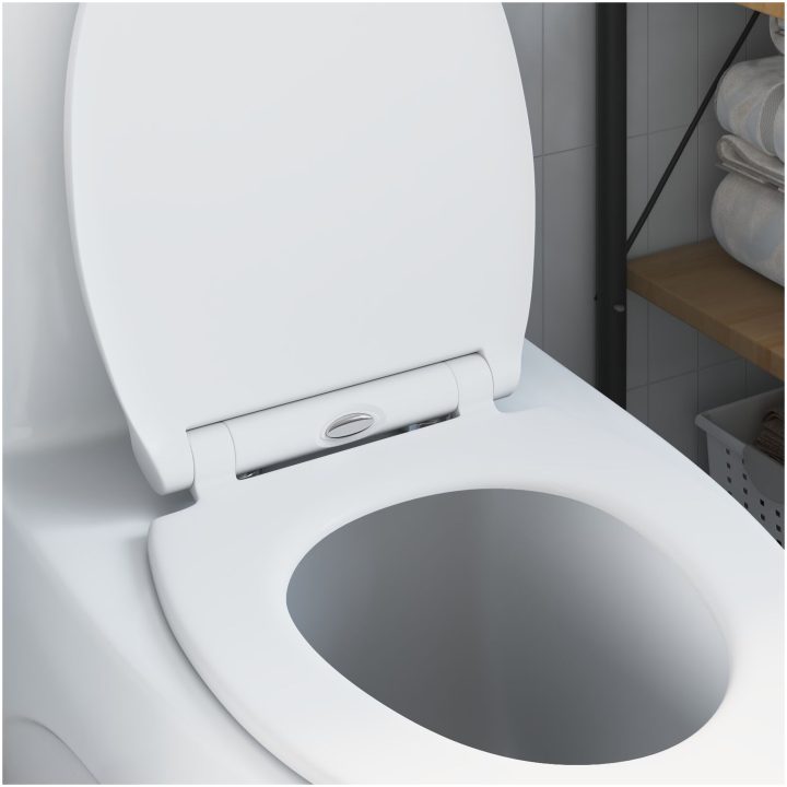 Snabbkopplings toalettlock med mjuk stängning Duroplast Vit vidaXL 45,5 x 37,5 x 3,8 cm – bild 4