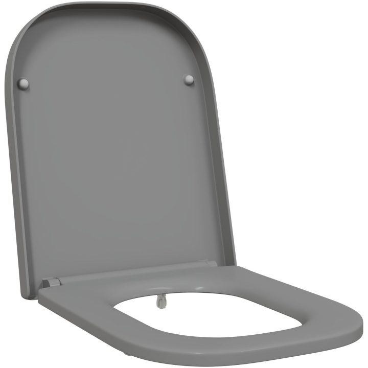 Snabbkopplings-toalettsits med tyst stängning Duroplast Grå vidaXL 35 x 44,8 x 3,6 cm – bild 2