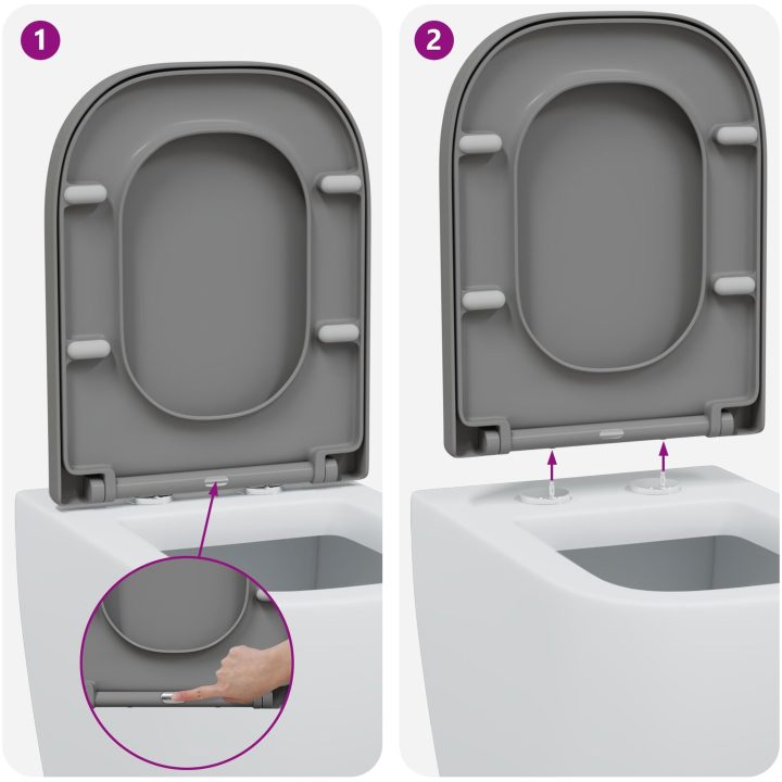 Snabbkopplings-toalettsits med tyst stängning Duroplast Grå vidaXL 35 x 44,8 x 3,6 cm – bild 11
