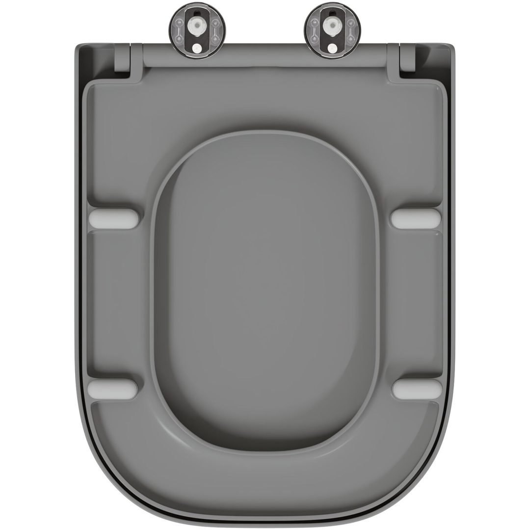 Snabbkopplings-toalettsits med tyst stängning Duroplast Grå vidaXL 35 x 44,8 x 3,6 cm – bild 9