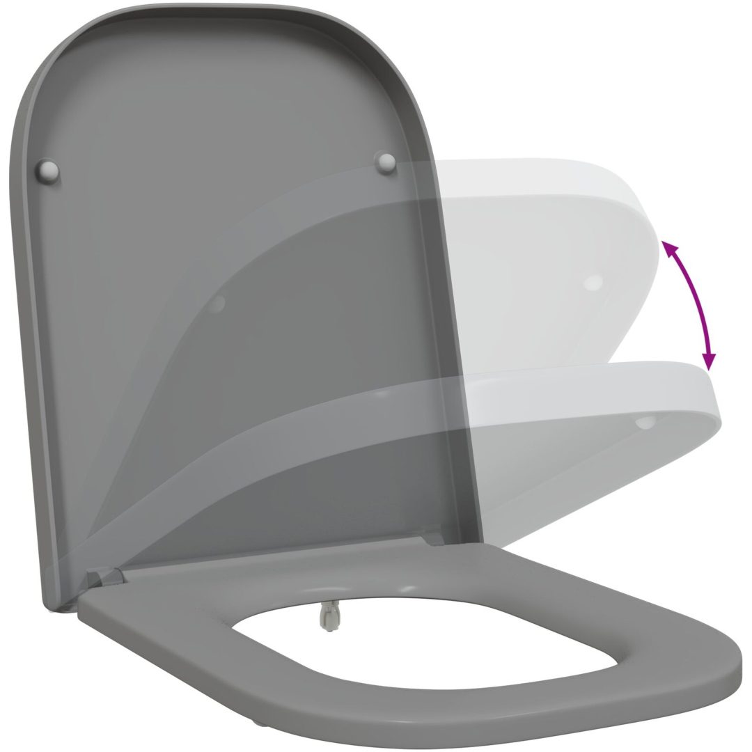 Snabbkopplings-toalettsits med tyst stängning Duroplast Grå vidaXL 35 x 44,8 x 3,6 cm – bild 10