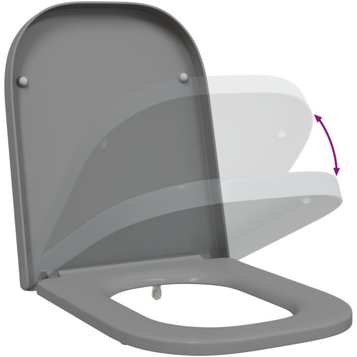 Snabbkopplings-toalettsits med tyst stängning Duroplast Grå vidaXL 35 x 44,8 x 3,6 cm – bild 10
