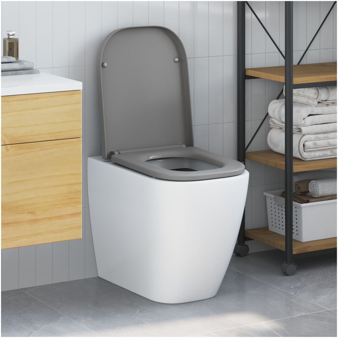 Snabbkopplings-toalettsits med tyst stängning Duroplast Grå vidaXL 35 x 44,8 x 3,6 cm