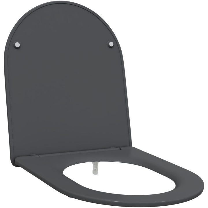 Snabbkopplings-Toalettstol med Mjuk Stängning Duroplast Antracit vidaXL 44 x 36 x 3,4 cm – bild 2