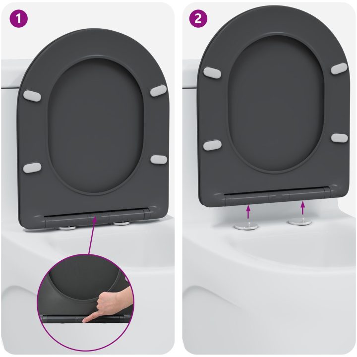 Snabbkopplings-Toalettstol med Mjuk Stängning Duroplast Antracit vidaXL 44 x 36 x 3,4 cm – bild 11