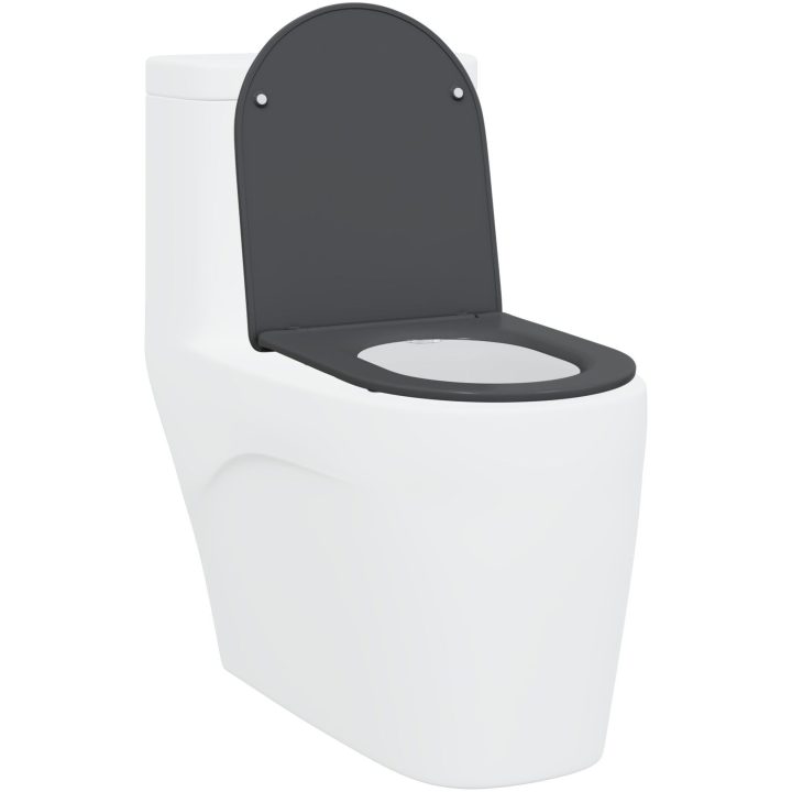 Snabbkopplings-Toalettstol med Mjuk Stängning Duroplast Antracit vidaXL 44 x 36 x 3,4 cm – bild 3