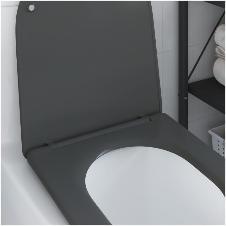 Snabbkopplings-Toalettstol med Mjuk Stängning Duroplast Antracit vidaXL 44 x 36 x 3,4 cm – bild 4