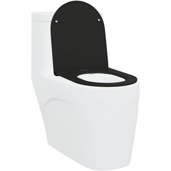 Snabbkopplings Toalettstol med Mjukstängning - Duroplast, Svart vidaXL 44 x 36 x 3.4 cm – bild 3