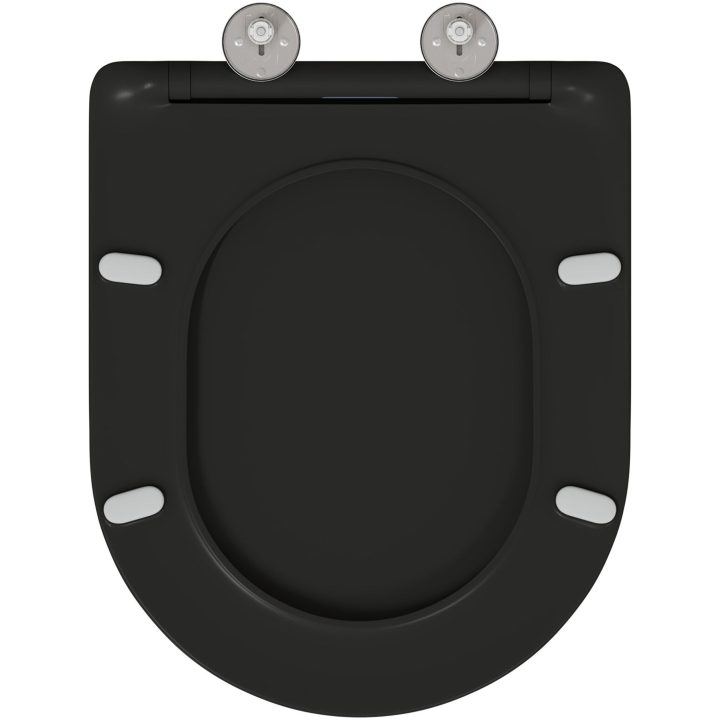 Snabbkopplings Toalettstol med Mjukstängning - Duroplast, Svart vidaXL 44 x 36 x 3.4 cm – bild 5