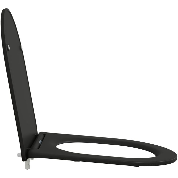 Snabbkopplings Toalettstol med Mjukstängning - Duroplast, Svart vidaXL 44 x 36 x 3.4 cm – bild 7
