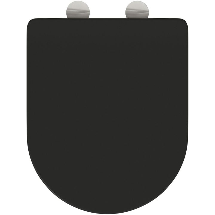 Snabbkopplings Toalettstol med Mjukstängning - Duroplast, Svart vidaXL 44 x 36 x 3.4 cm – bild 8