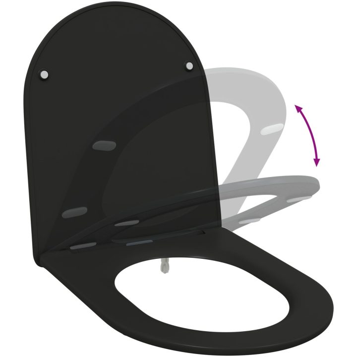 Snabbkopplings Toalettstol med Mjukstängning - Duroplast, Svart vidaXL 44 x 36 x 3.4 cm – bild 10