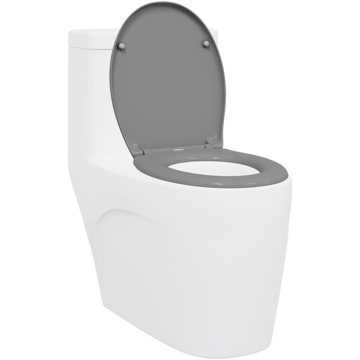 Snabblossande Toalettsits med Mjuk Stängning Duroplast Grå vidaXL 37 x 45 x 4 cm – bild 3