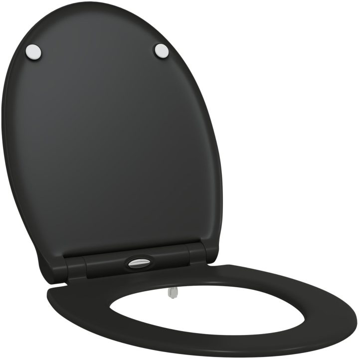 Snabbspärr Toalettlock med Mjuk Stängning Duroplast Svart vidaXL 45,5 x 37,5 x 3,8 cm – bild 2