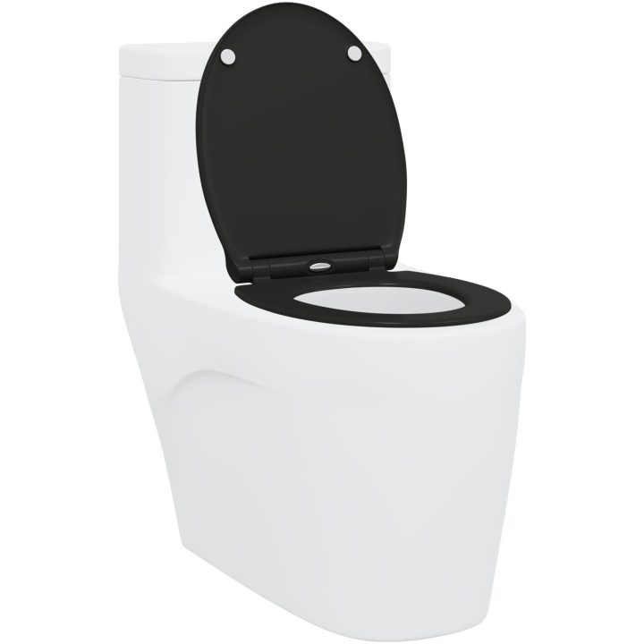 Snabbspärr Toalettlock med Mjuk Stängning Duroplast Svart vidaXL 45,5 x 37,5 x 3,8 cm – bild 3