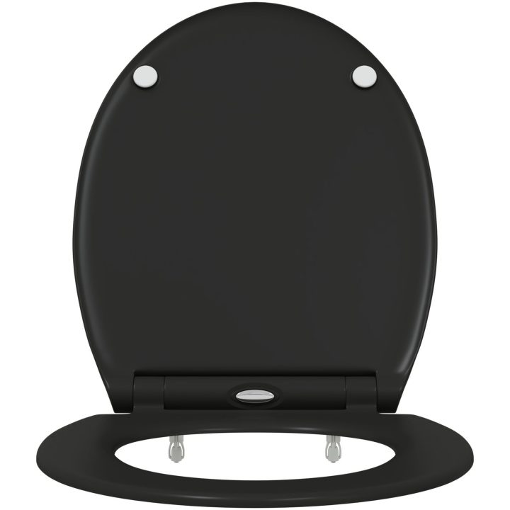 Snabbspärr Toalettlock med Mjuk Stängning Duroplast Svart vidaXL 45,5 x 37,5 x 3,8 cm – bild 5