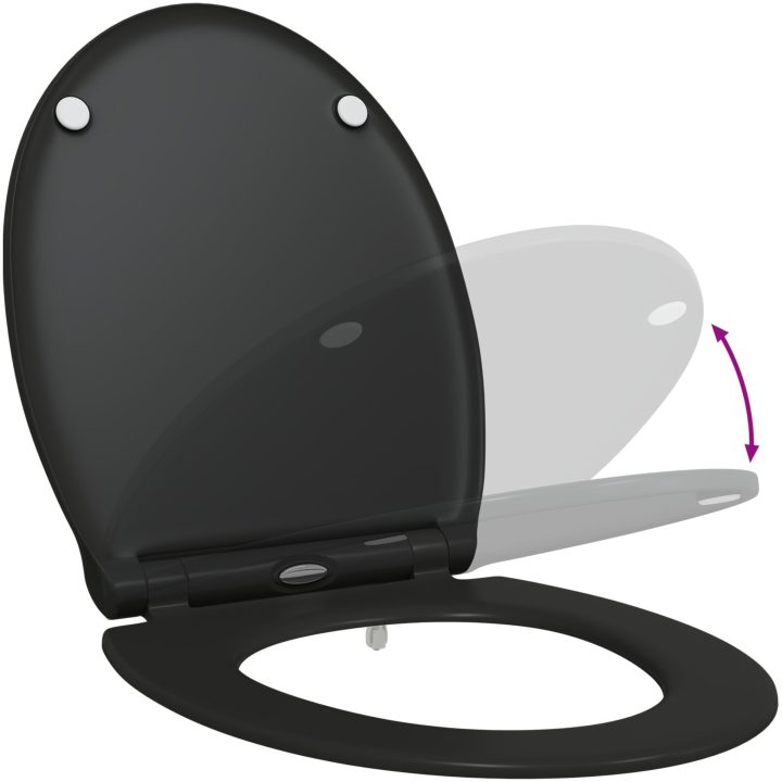 Snabbspärr Toalettlock med Mjuk Stängning Duroplast Svart vidaXL 45,5 x 37,5 x 3,8 cm – bild 10