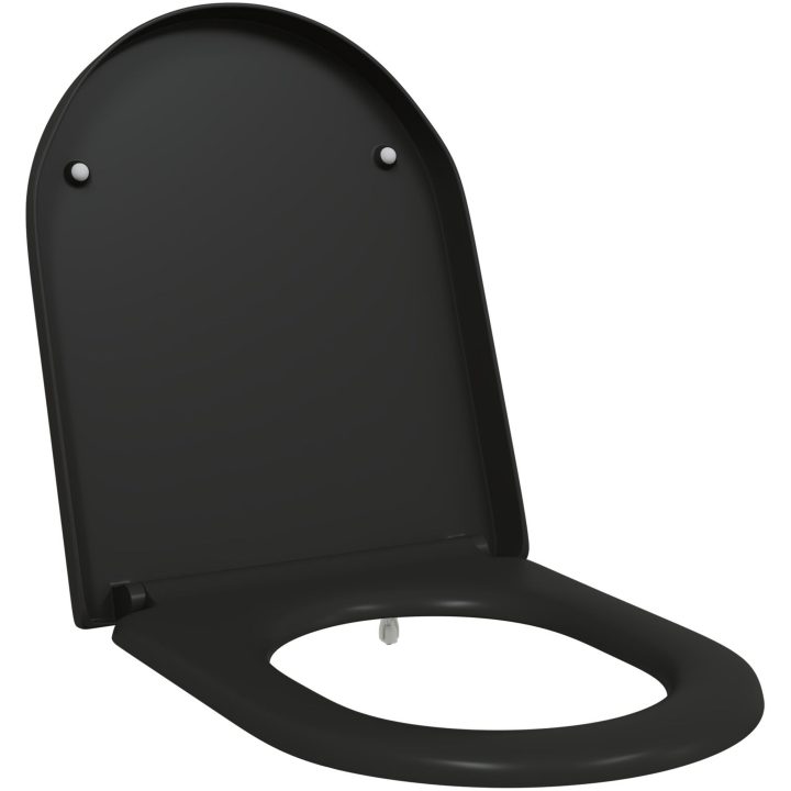 Snabbt Frigörande Toalettsits med Mjukt Stängande Duroplast Svart vidaXL 46 x 36 x 4.3 cm – bild 2