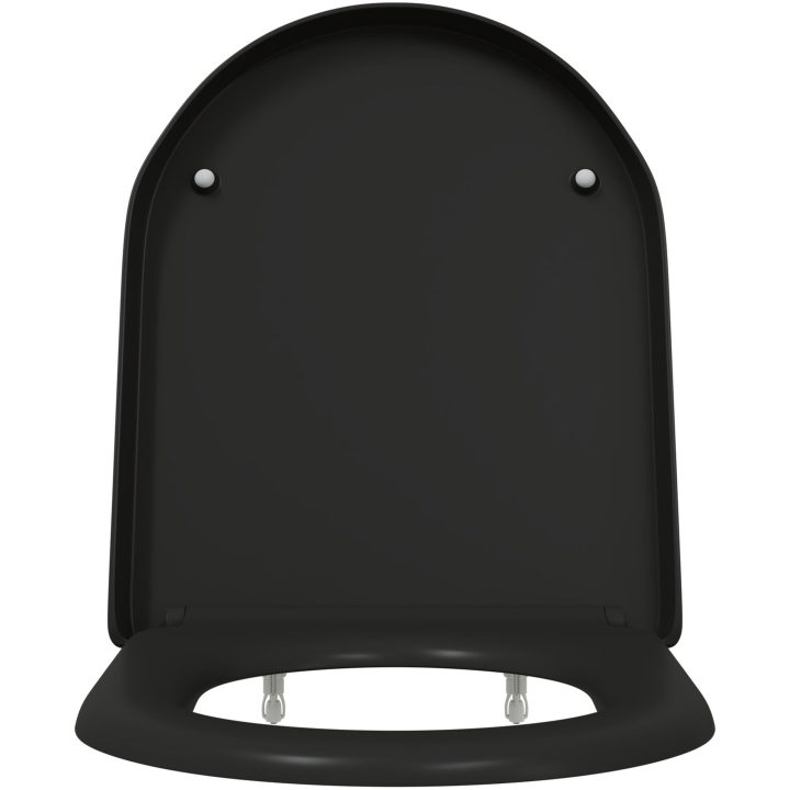 Snabbt Frigörande Toalettsits med Mjukt Stängande Duroplast Svart vidaXL 46 x 36 x 4.3 cm – bild 5