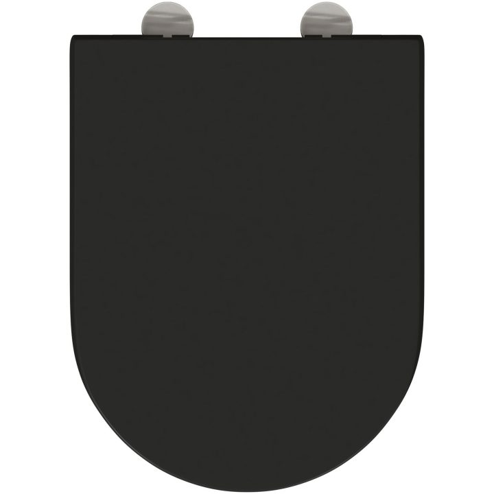Snabbt Frigörande Toalettsits med Mjukt Stängande Duroplast Svart vidaXL 46 x 36 x 4.3 cm – bild 7