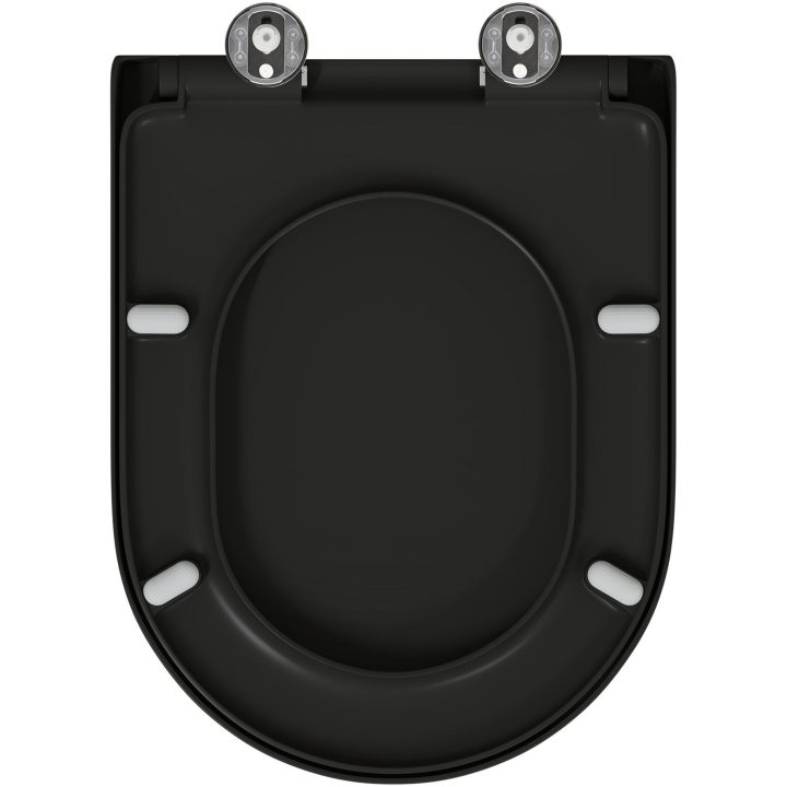 Snabbt Frigörande Toalettsits med Mjukt Stängande Duroplast Svart vidaXL 46 x 36 x 4.3 cm – bild 9