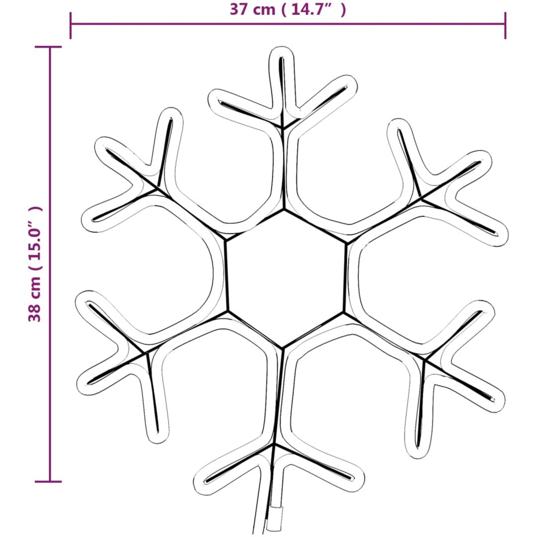 Snöflinga ljusslinga med LED 3 st varmvit vidaXL 38 x 37 cm – bild 7