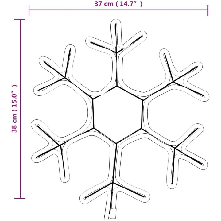 Snöflinga ljusslinga med LED 3 st varmvit vidaXL 38 x 37 cm – bild 7