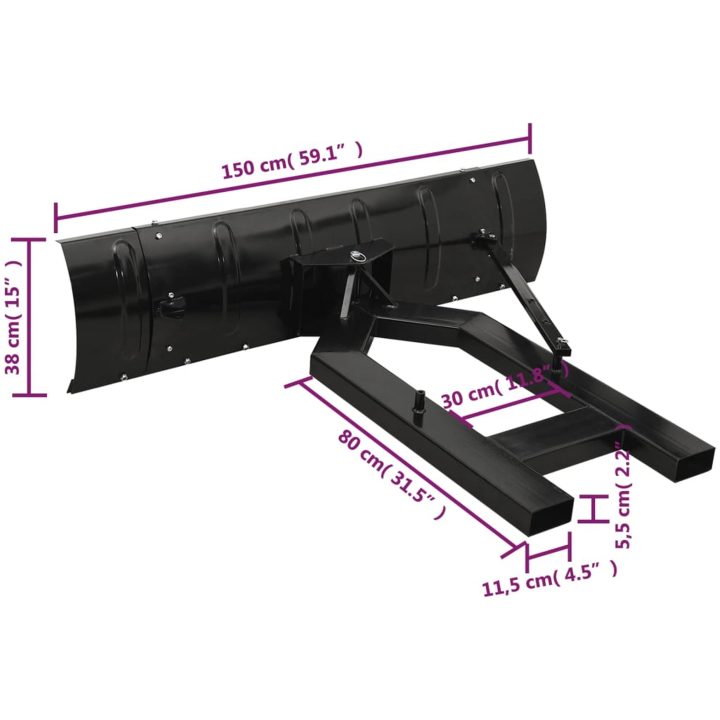 Snöplog för gaffeltruck svart vidaXL 150 x 38 cm – bild 10