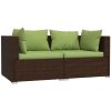 Soffa 2-sits med dynor konstrotting brun vidaXL – miniatyr 2