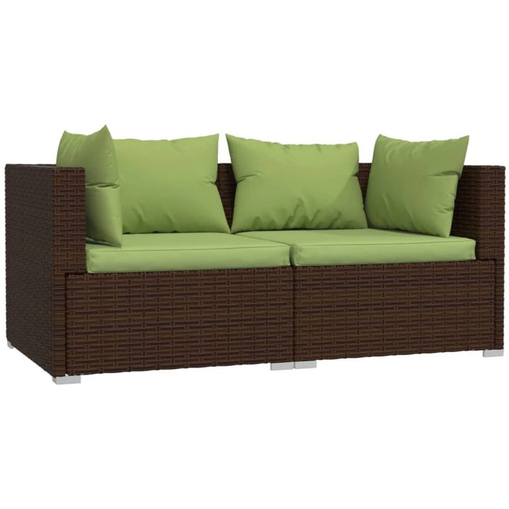 Soffa 2-sits med dynor konstrotting brun vidaXL – bild 2