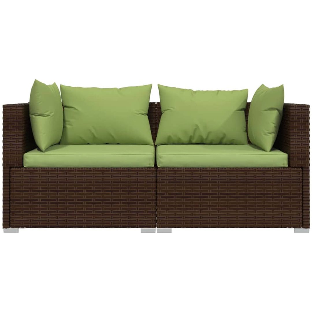 Soffa 2-sits med dynor konstrotting brun vidaXL – bild 3