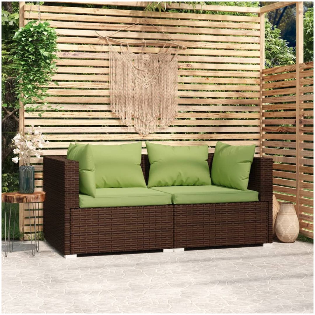 Soffa 2-sits med dynor konstrotting brun vidaXL