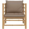 Soffa för trädgården med taupe dynor bambu vidaXL – miniatyr 3