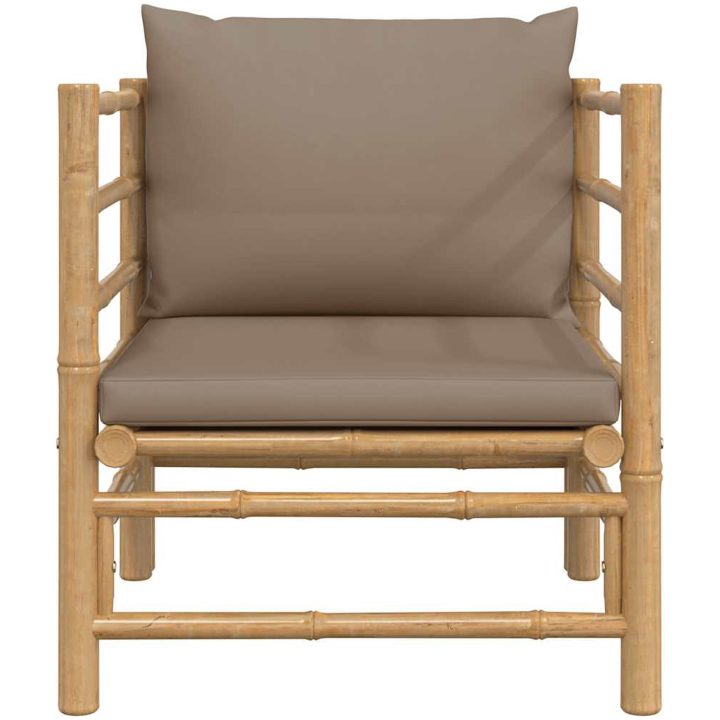 Soffa för trädgården med taupe dynor bambu vidaXL – bild 3