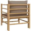 Soffa för trädgården med taupe dynor bambu vidaXL – miniatyr 5