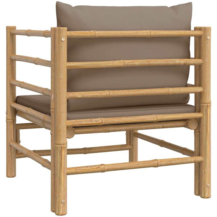 Soffa för trädgården med taupe dynor bambu vidaXL – bild 5